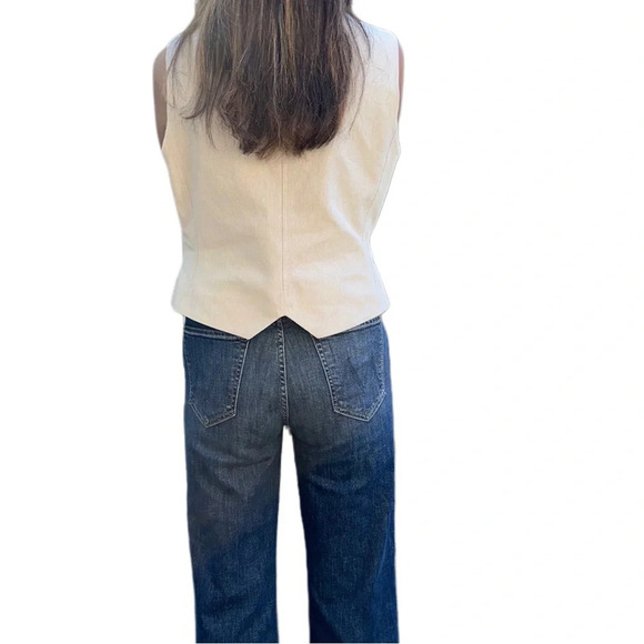 Top Shop Textured Button Up Vest in Cream Women’s Size 8 - Picture 4 of 5